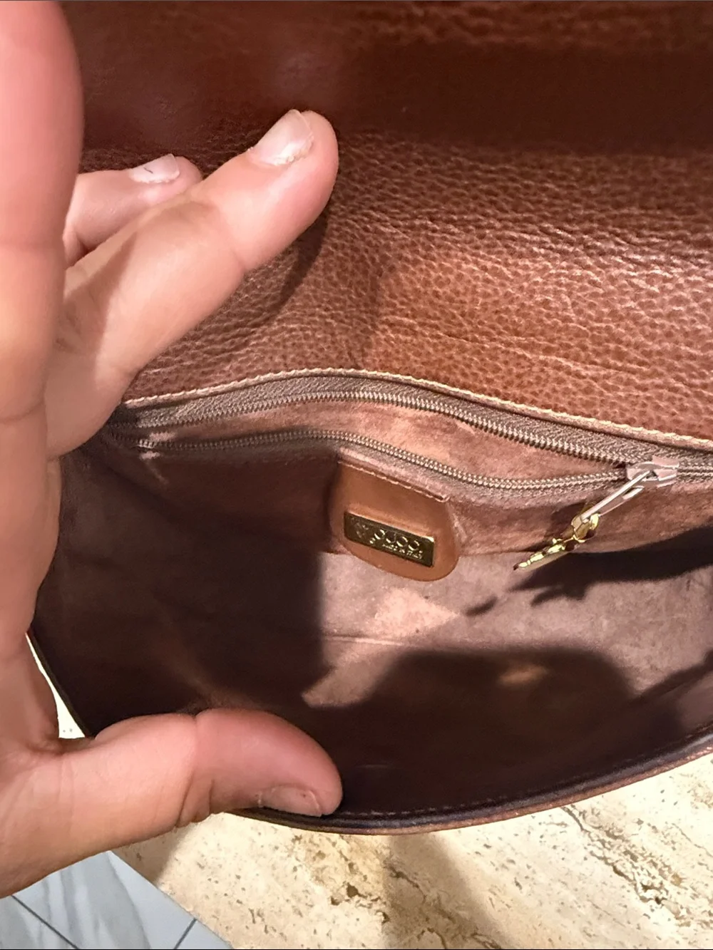 Gucci Brown Pebbled Leather Saddle Crossbody Bag - Picture 13 of 16